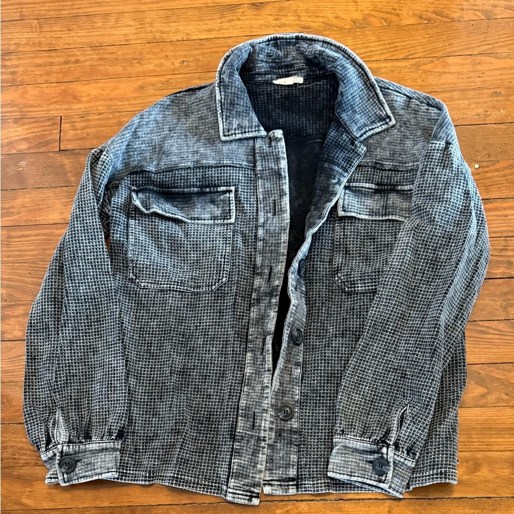 Women's Black and Gray Shirt Jacket